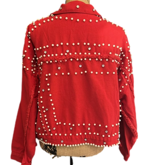 LTX Sportswear Red Jean Jacket NEW - Picture 2 of 4